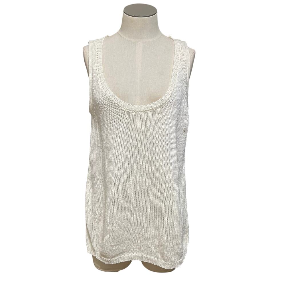 NWT The Limited Outback Red Womens Ivory Sleeveless Sheer Back Sweater Sz L